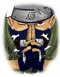 Sur cette image, il n'a pas son bandeau. On voit clairement son Sharingan..